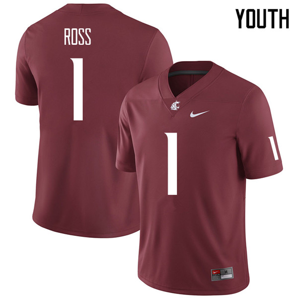 Youth #1 Tyrese Ross Washington State Cougars College Football Jerseys Sale-Crimson - Click Image to Close
